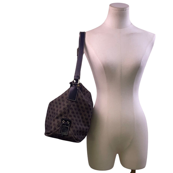 Dooney & Bourke Women’s Gray/Black Canvas Monogram Adjustable Strap Shoulder Bag