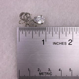 Silver Tone Womens Bow Drop Earrings W/ Pear-Shaped Rhinestone Accent Design