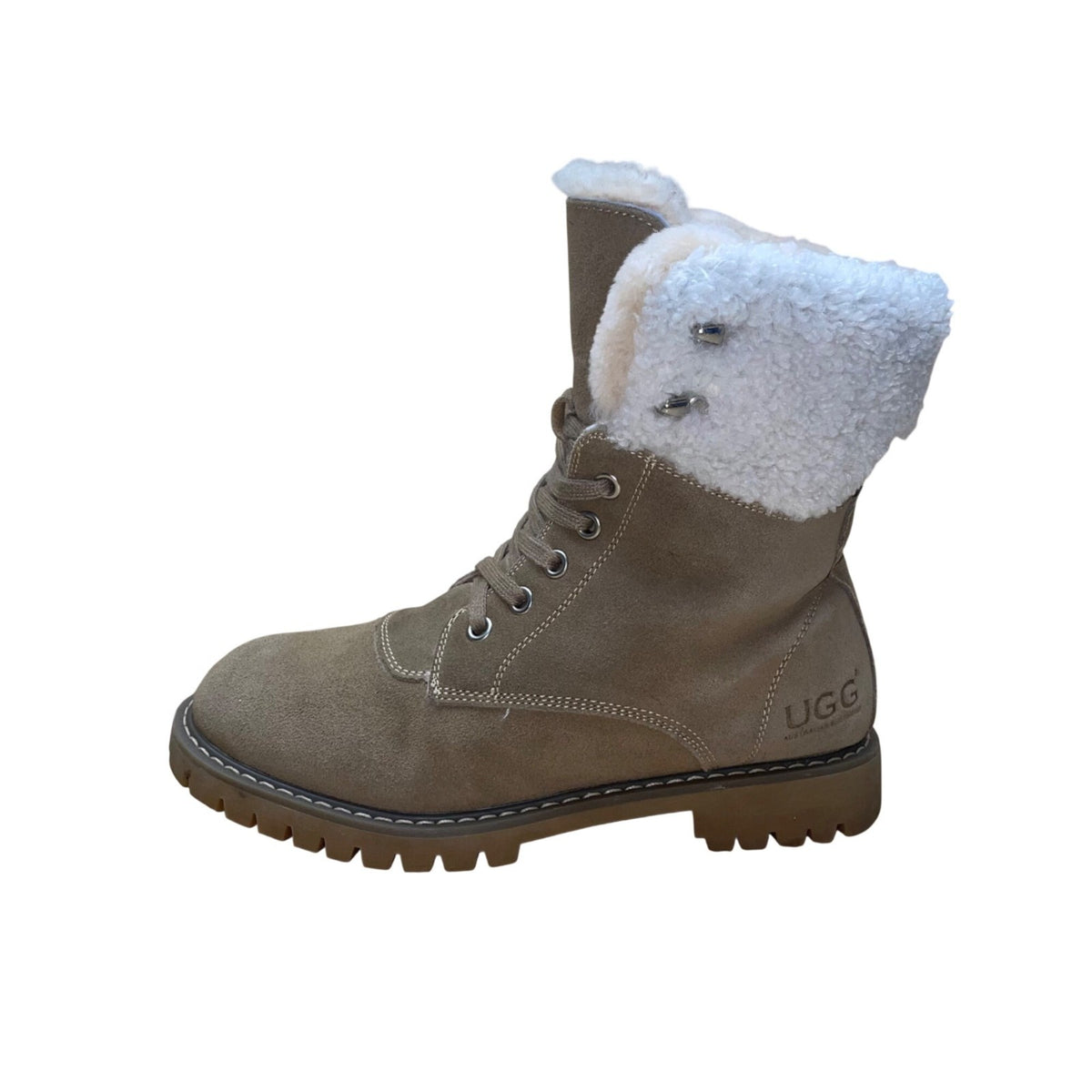 UGG Australian Shepherd Women’s Brown Suede & White Wool Mina Boots Size M6/L7