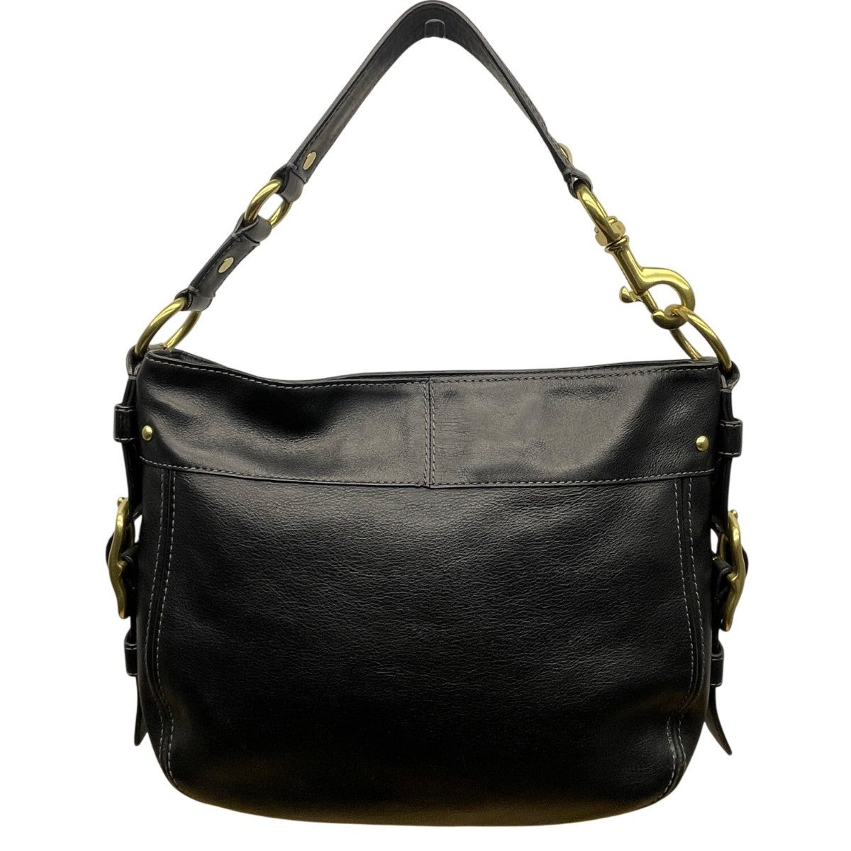 Coach Women’s Black Leather With Golden Buckle Details Hobo Shoulder Bag