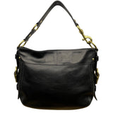 Coach Women’s Black Leather With Golden Buckle Details Hobo Shoulder Bag