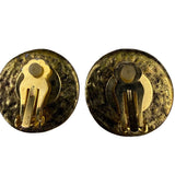 Vintage French coin theme Unknown Womens Gold Tone Metal Clip-On Earrings Round