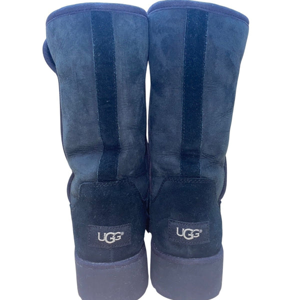 UGG Women’s Black Suede Mid-Calf Slip-On Winter Boots Size 8.5