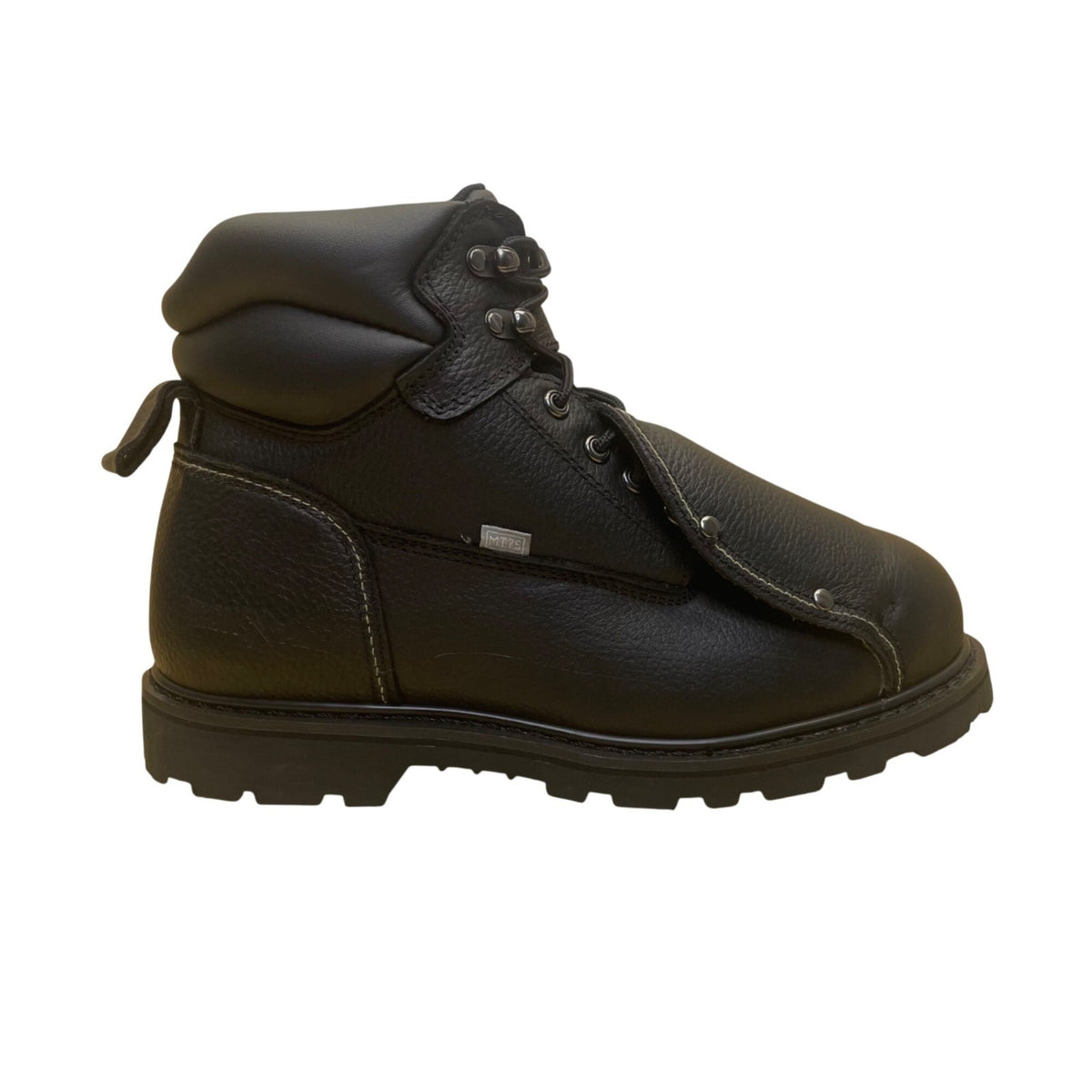 Iron Age Mens Black Leather Work Boots ASTM Steel Toe Slip-Resistant Size 12M
