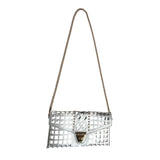 Women's Silver & Gold Chain Strap Studded Shoulder Clutch