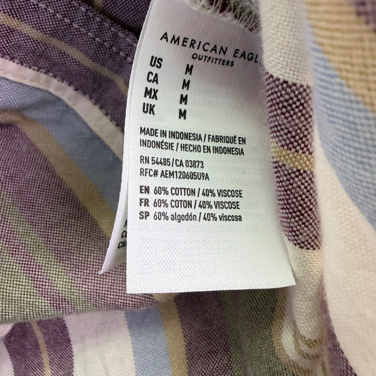 American Eagle Mens Purple Stripe Button-Up Long Sleeve Shirt Size M