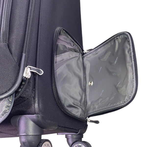 Delsey Unisex Black Expandable Spinner Wheels Rolling Travel Suitcase  Luggage