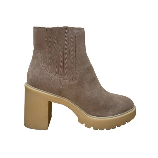 D Vita Women’s Gray Suede Caster Heeled Ankle Boots Size 11W