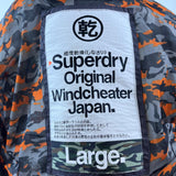 Superdry Mens Blue Windcheater Jacket Zip Closure Camouflage Lining Size L