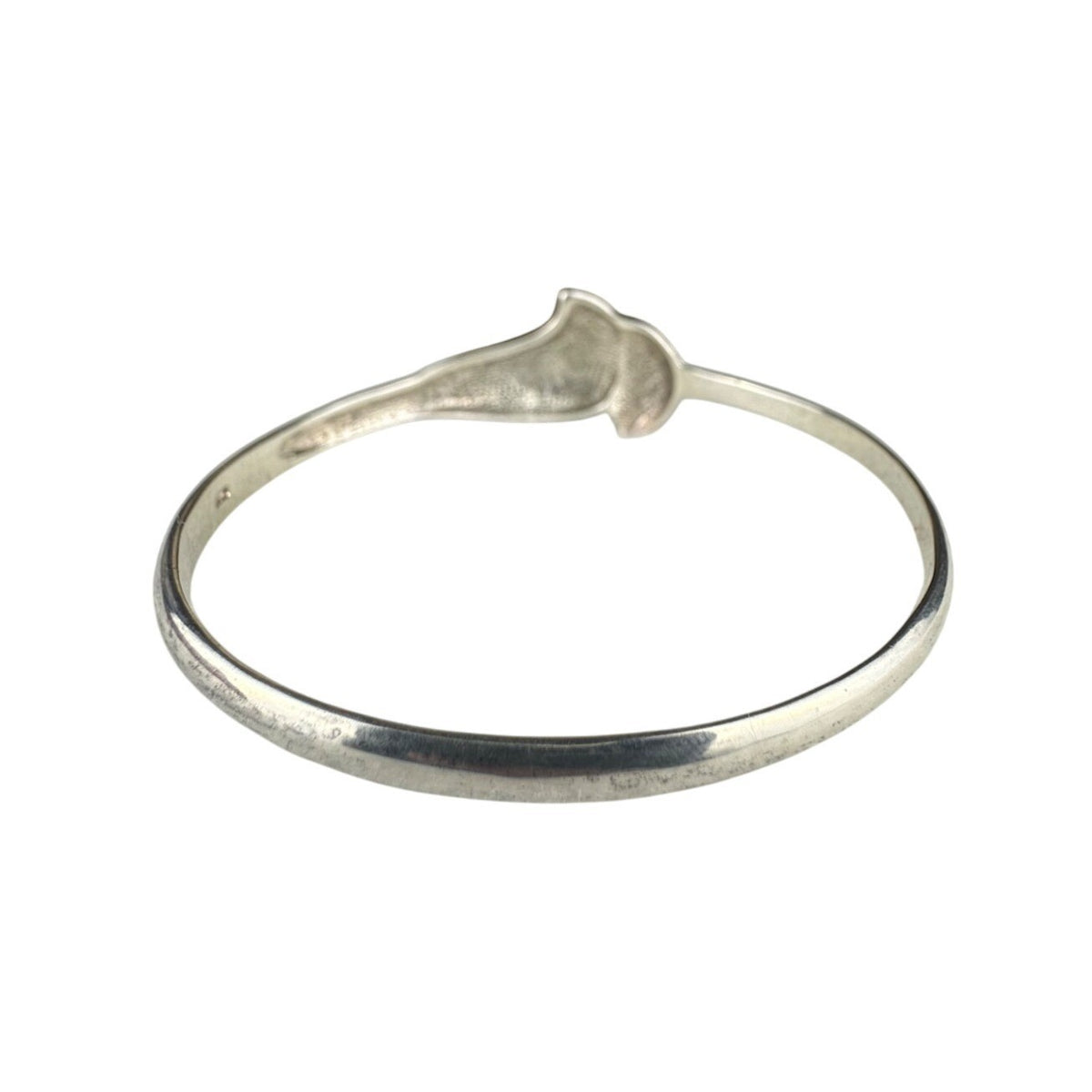 Sterling Silver Ladies Hinged Bracelet Elegantly Designed Modernist Style