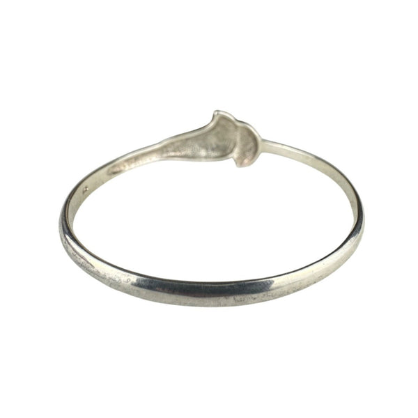 Sterling Silver Ladies Hinged Bracelet Elegantly Designed Modernist Style