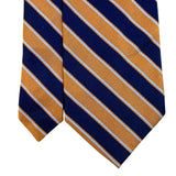 Paul Fredrick Mens Navy & Gold 100% Italian Silk Striped Hand-Tailored Tie
