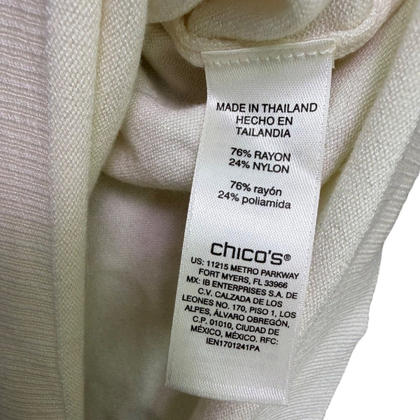 Chicos Womens White Turtleneck Sweater Classic Long Sleeve Size 1