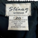 Sténay Womens Black Silk Beaded Evening Gown With Sheer Jacket  Elegant Size 20