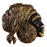 Gold Tone Womens Abstract Textured Brooch Decorative Button Face Design