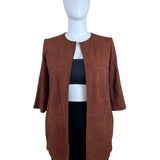 Chico’s Womens Brown Open Front Jacket 3/4 Sleeve Lightweight Elegant Size 2