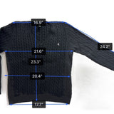 Lauren Ralph Lauren Womens Black Cotton Cable Knit V-Neck Sweater Sz XL