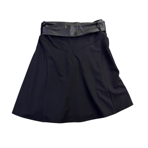 Debbie Shuchat Womens Black Flared Skirt With Faux Leather Trim Size 2