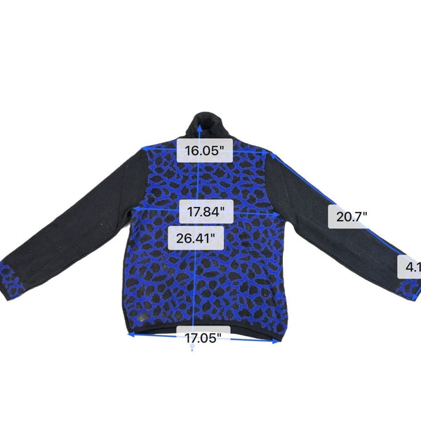 Nina Leonard Womens Black & Blue Leopard Print Turtleneck Sweater Size M