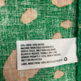 Vintage Green Short-Sleeve Button-Up Blouse With Orange Fruit & Leopard Print Li