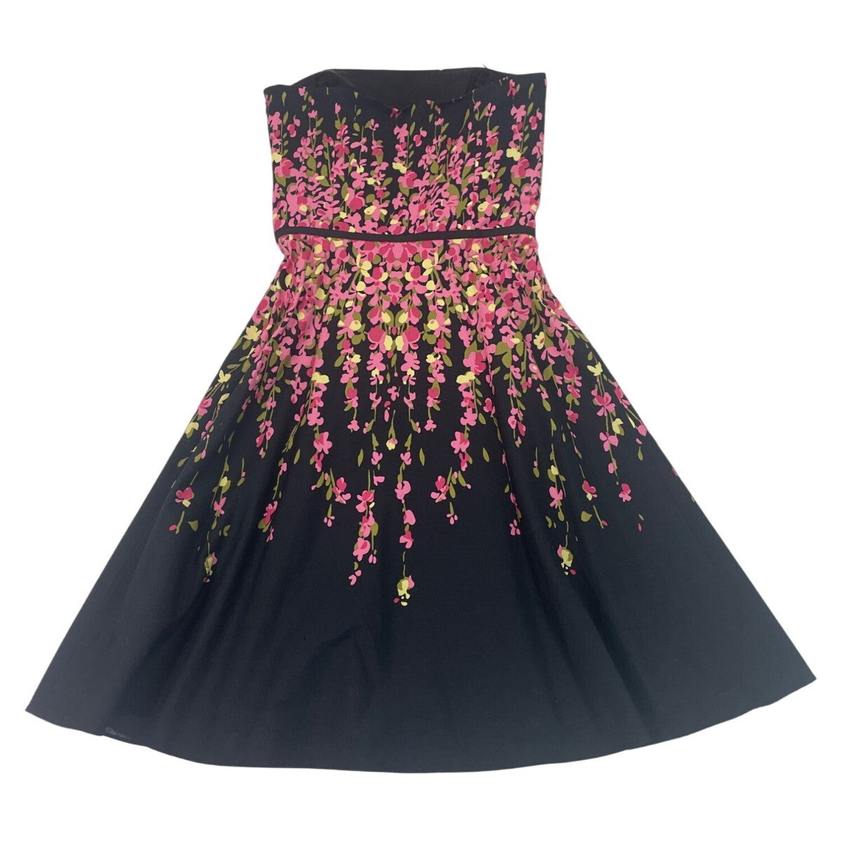 Ann Taylor Loft Strapless Black Dress With Pink Floral Print Size 0