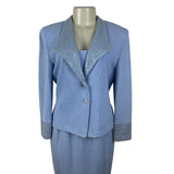 St. John Womens Light Blue Set Blazer Size 6 & Skirt Size 10