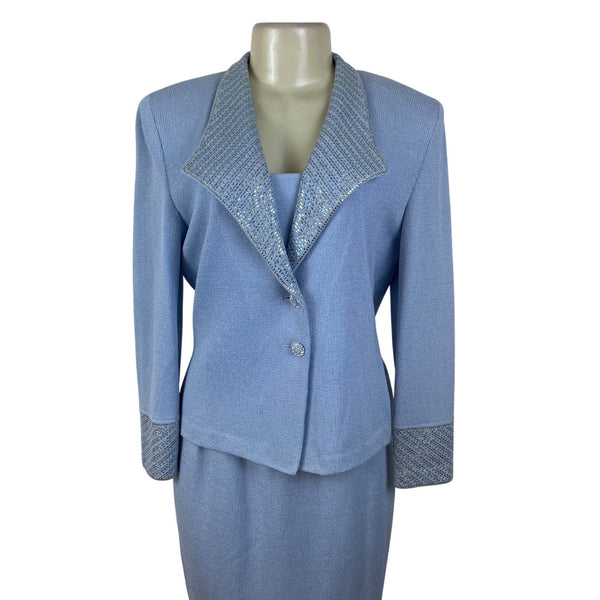 St. John Womens Light Blue Set Blazer Size 6 & Skirt Size 10