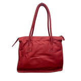 Cerruti 1881 Women’s Red Leather & Zip Top Spacious Shoulder Straps Tote Bag