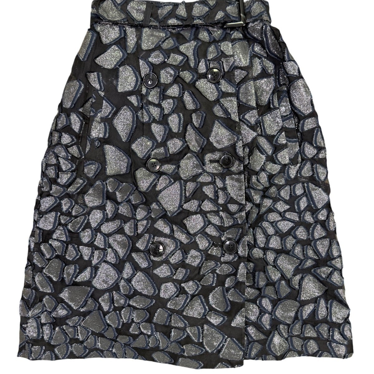 Zac Posen Womens Navy & Silver Metallic A-Line Skirt Size S