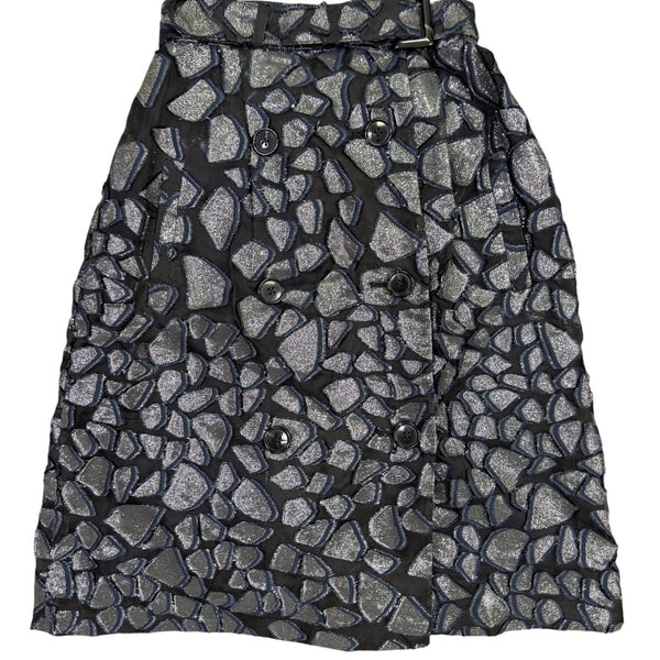 Zac Posen Womens Navy & Silver Metallic A-Line Skirt Size S