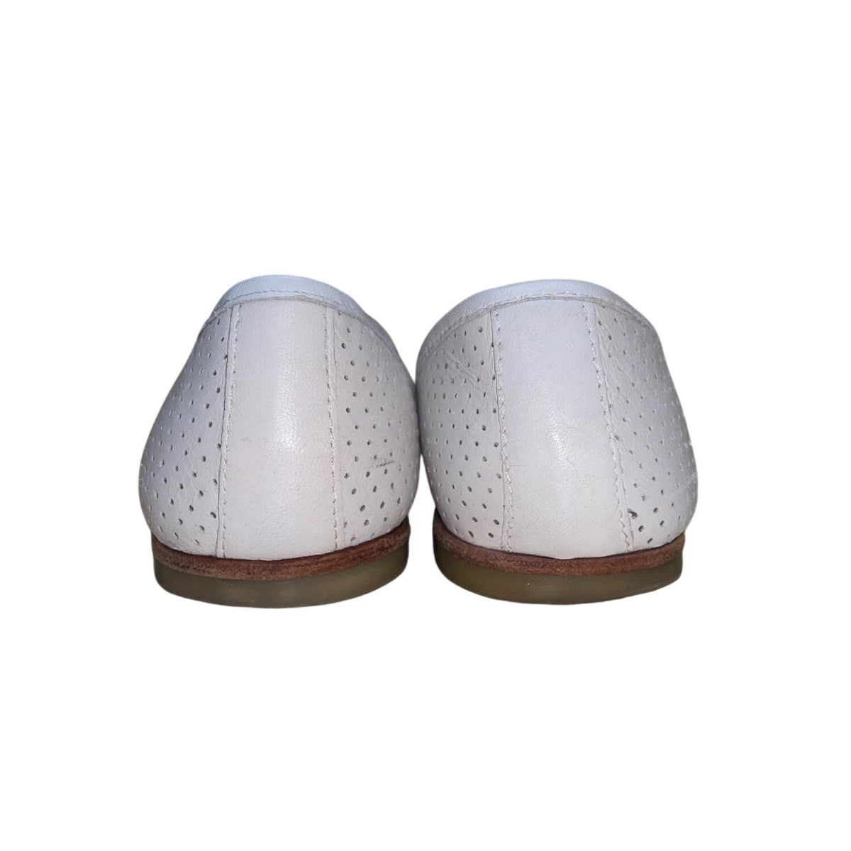 Franco Sarto Women’s White Perforated Leather Open-Toe DOrsay Flats Size 7M