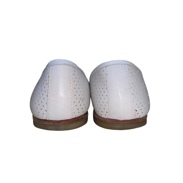 Franco Sarto Women’s White Perforated Leather Open-Toe DOrsay Flats Size 7M