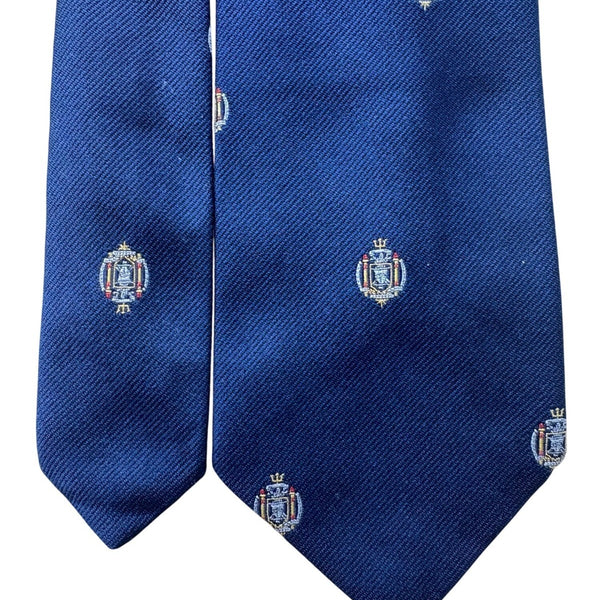 Johnsons Inc Mens Navy Polyester Embroidered Neck Tie Crest Pattern