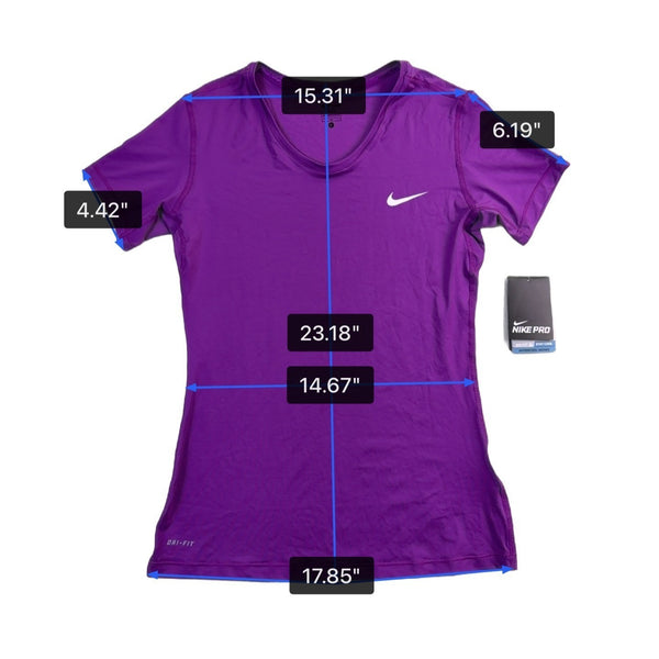 Nike Womens Purple Dri-Fit Pro Tee Shirt Athletic Top  Size L