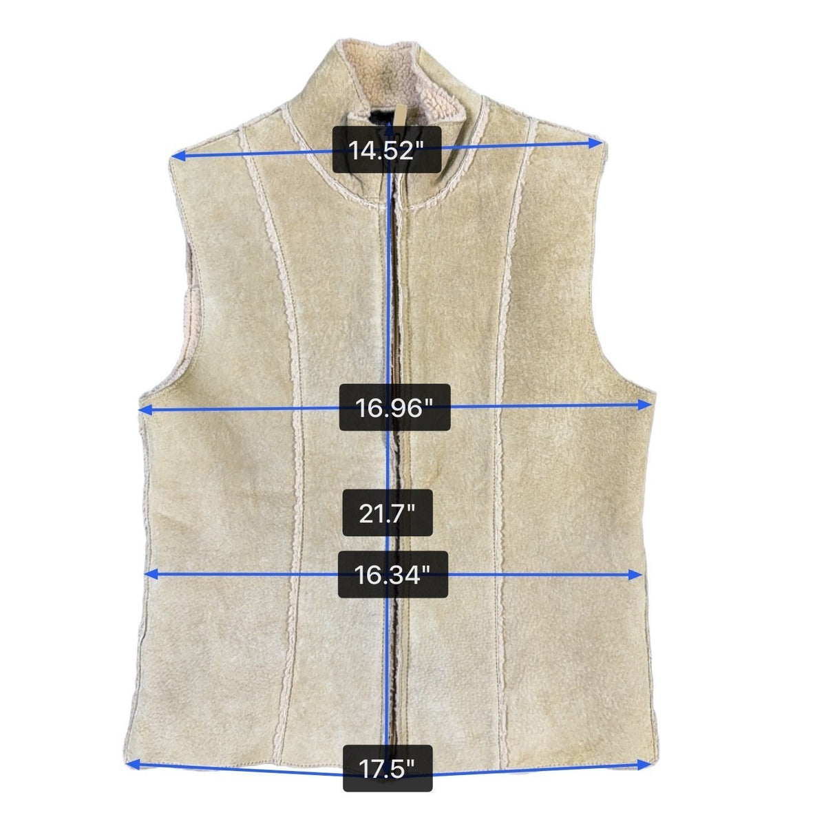 Express Womens Beige Faux Leather Sherpa Lined Zip-Up Vest Size XS