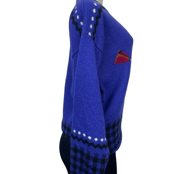 Vintage Sportific Kristin Collection Women's Royal Blue Wool Sweater Sz M