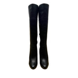 Audrey Brooke Women’s Black Leather Knee-High Stiletto Heel Boots Size 7.5M