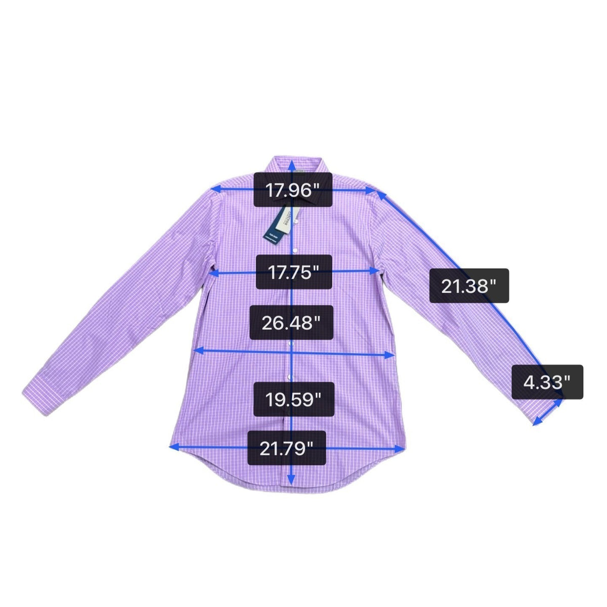Kenneth Cole Reaction Mens Lavender Cotton Flex Slim Fit Long Sleeve Dress Shirt