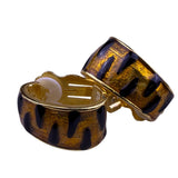 Vintage Enamel Tiger Print Jewelry Set Gold Tone Necklace Bracelet Earrings