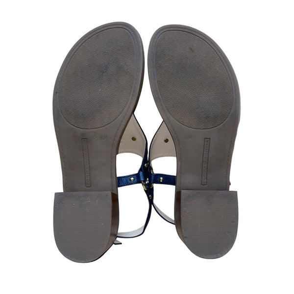 Tommy Hilfiger Women’s Navy Blue Golden Logo Detail Block Heel Sandals Size 9.5