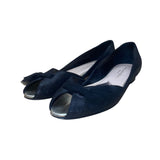 Loeffler Randall Women’s Black Suede With Bow Open-Toe Flats Size 7