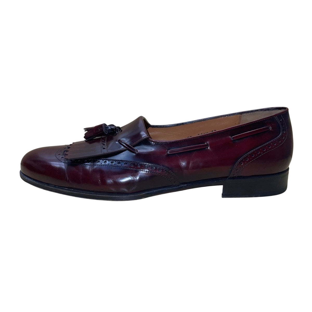 Salvatore Ferragamo Men’s Burgundy Leather Tassel Brogue Accent Loafers Size 13