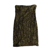 Alice + Olivia Womens Gold Polyester Strapless Glitter Sequin Cocktail Dress 8