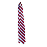 Tiemart Mens Red & White Striped Polyester Handmade Necktie 58 Inches Long