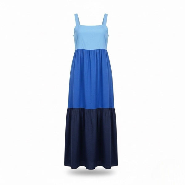 Loft Womens Blue Colorblock Maxi Dress Sleeveless Casual Style Size M