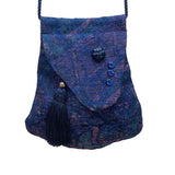 Helens Daughters Women’s Blue Tapestry Tassel & Button Accents Crossbody Bag