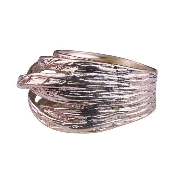 Sterling Silver 925 Multi-Band Statement Ring Textured Finish Sz 6 From Israel