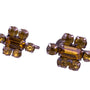 Vintage Unknown Women Silver Tone Floral Rhinestone Screw-Back Earrings