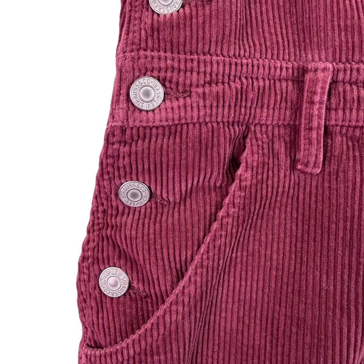 Levis Womens Burgundy Cotton Corduroy Button-Front Overall Midi Dress Size M