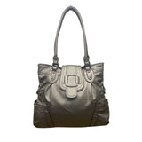 Apt. 9 Women’s Silver Faux Leather Top Strap Snap Closure Double Handle Tote Bag